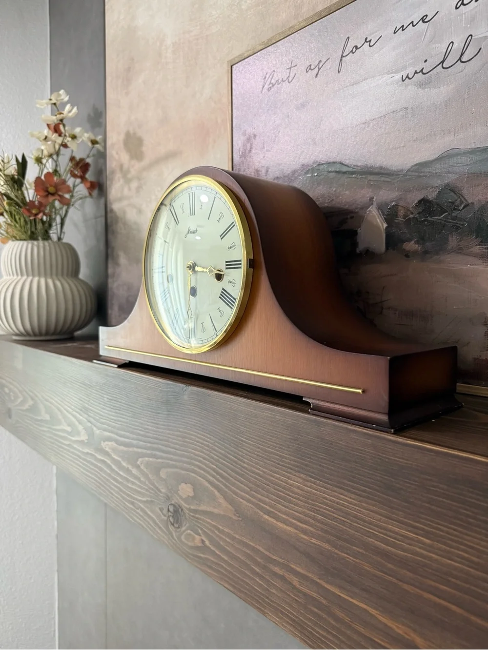 Vintage W. Haid West Germany Mantel Clock 11 Jewels 340-020 Westminster Chime